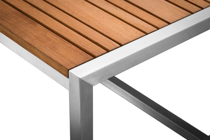 Table basse d'extérieur Acacia avec plateau en teck et acier inoxydable