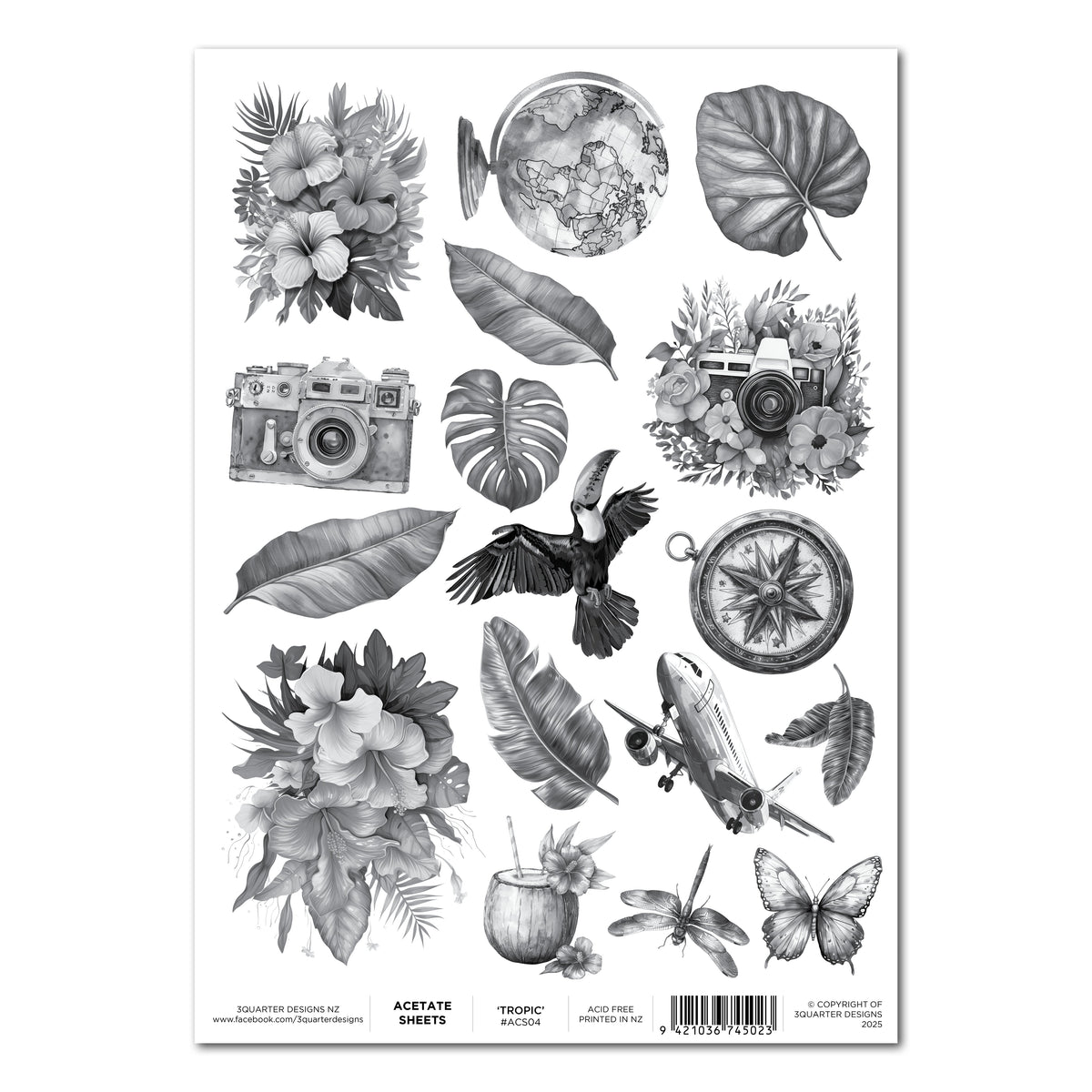 3Quarter Designs A4 Acetate - Tropic