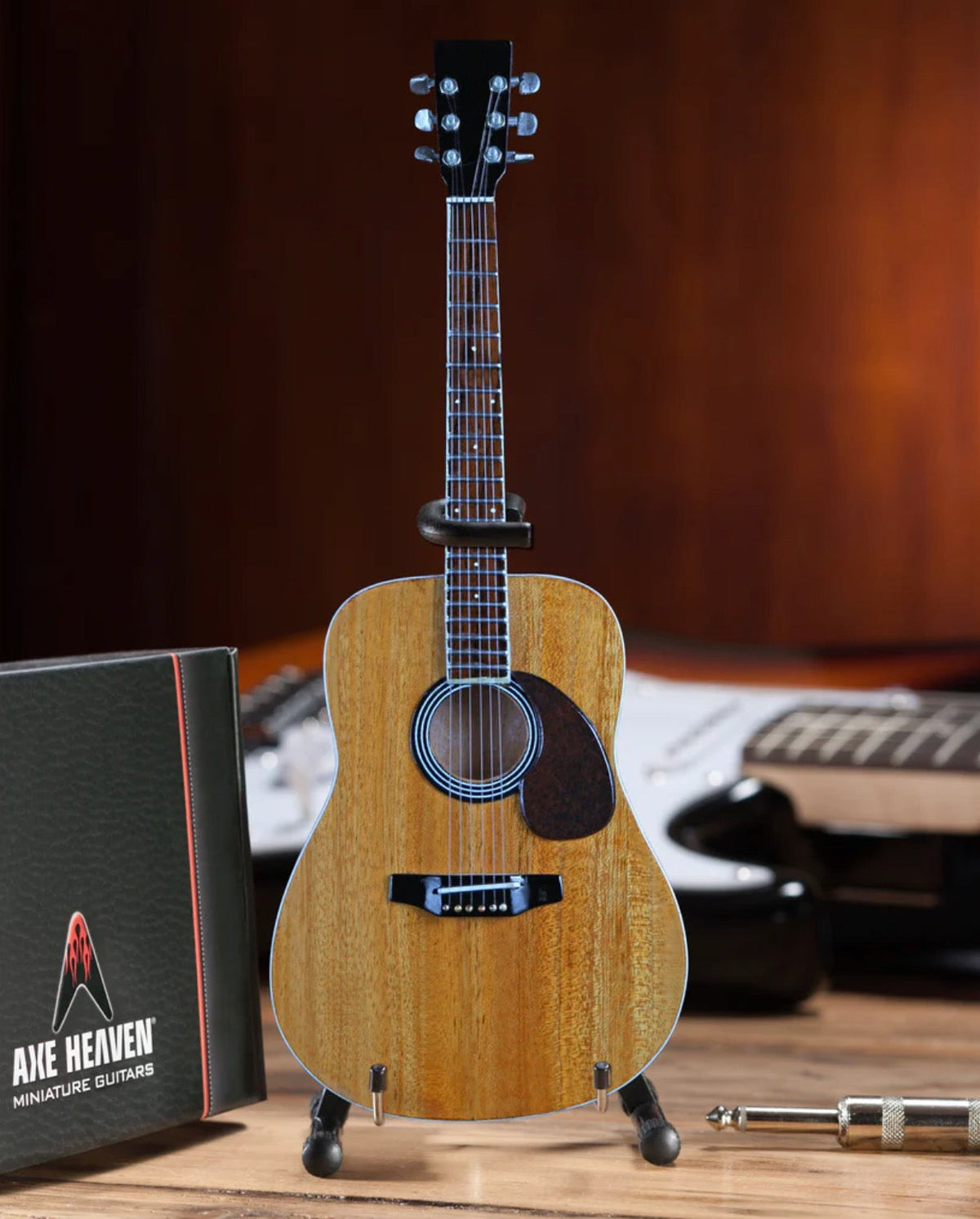 Classic Natural Finish Acoustic Miniature Guitar Replica Collectible