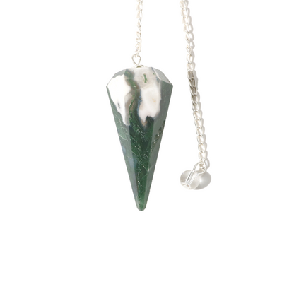 Green Tree Agate Pendulum 6 Facet & Bead - 3 Pack