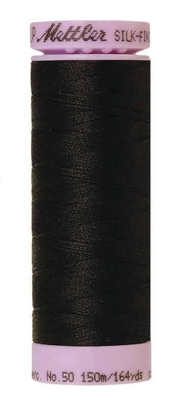 Mettler Silk-Finish - Black - 50wt Solid Cotton Thread 164yd/150m