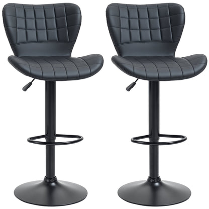 Tabourets de comptoir/bar Avion avec hauteur réglable et pivot (lot de 2, noirs)