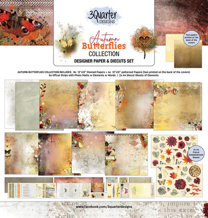 3Quarter Designs - Bloc de papier 30,5 x 30,5 cm - Papillon d'automne