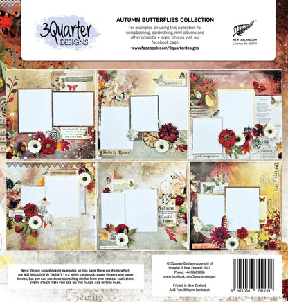 3Quarter Designs - Bloc de papier 30,5 x 30,5 cm - Papillon d'automne