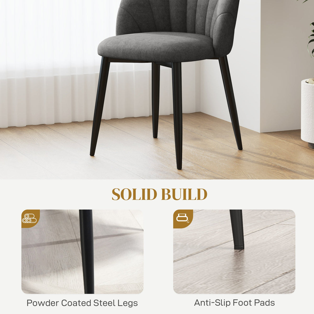 Skylar Modern Dining Chairs Set of 4-Dark Grey