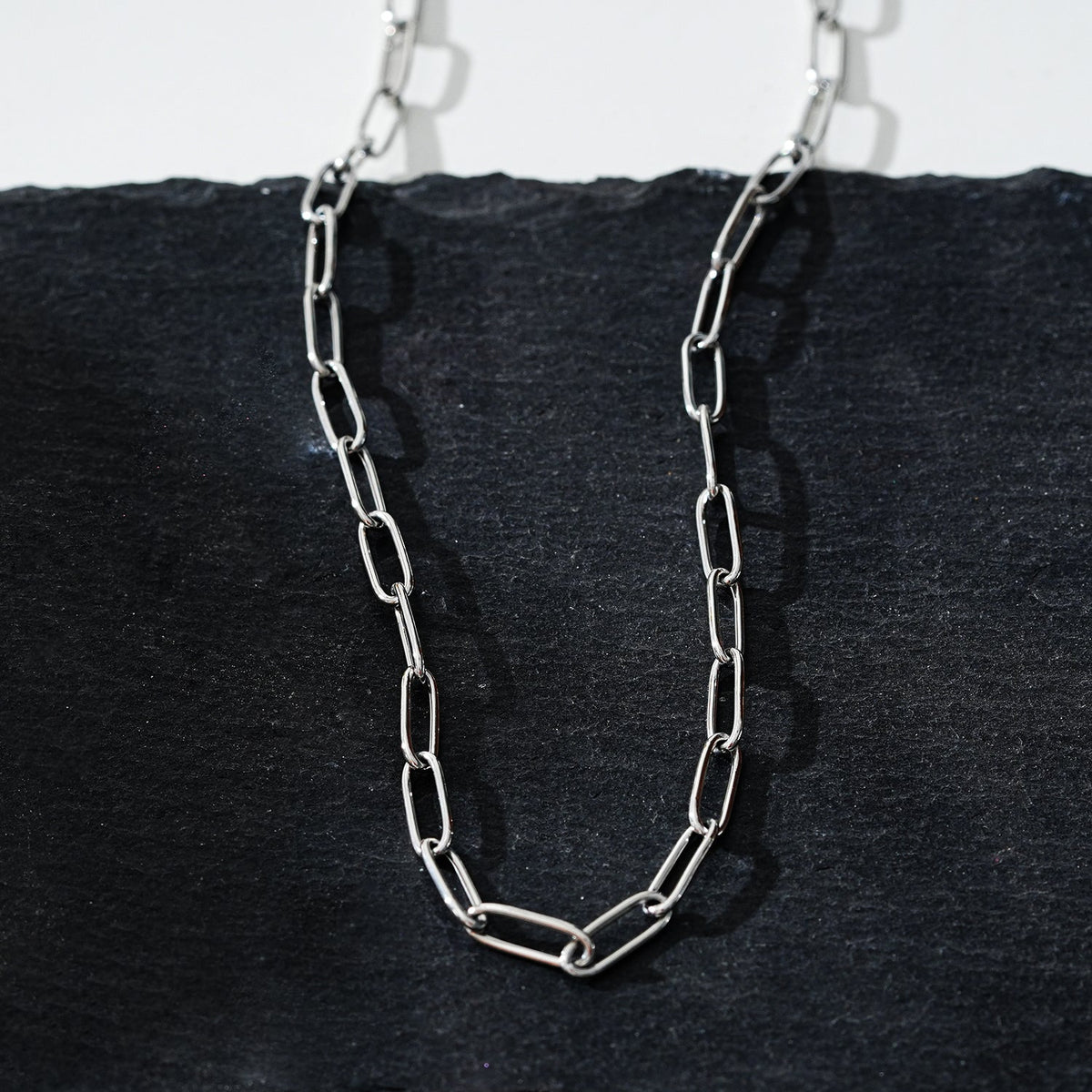Collier BARNSBURY : Collier maillons trombone en argent – 55 cm