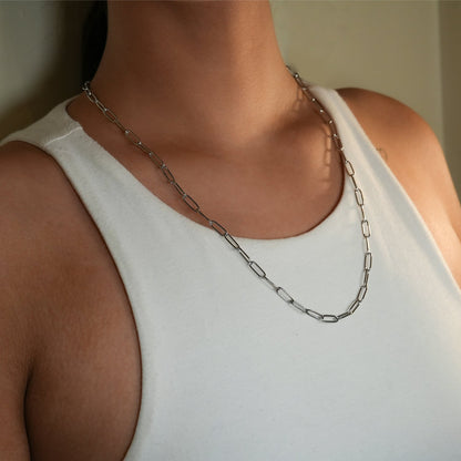 Collier BARNSBURY : Collier maillons trombone en argent – 55 cm