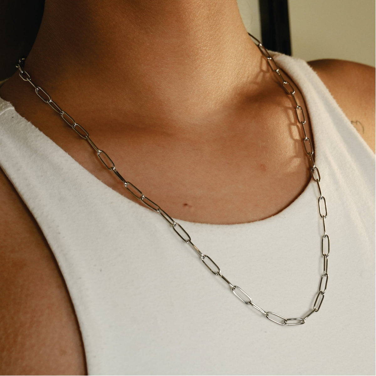 Collier BARNSBURY : Collier maillons trombone en argent – 55 cm