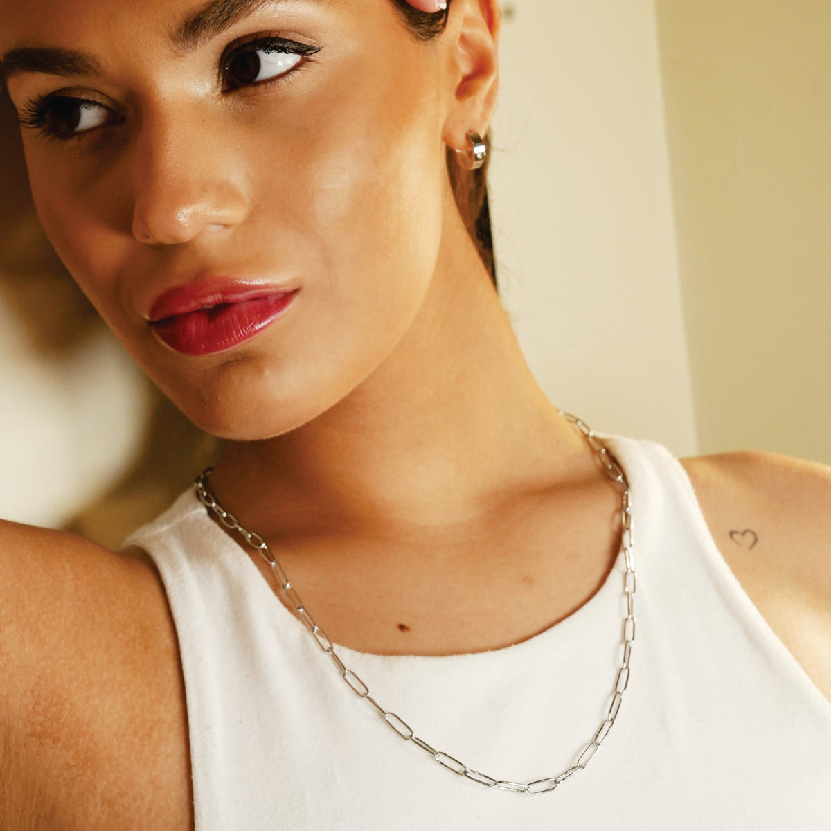 Collier BARNSBURY : Collier maillons trombone en argent – 55 cm