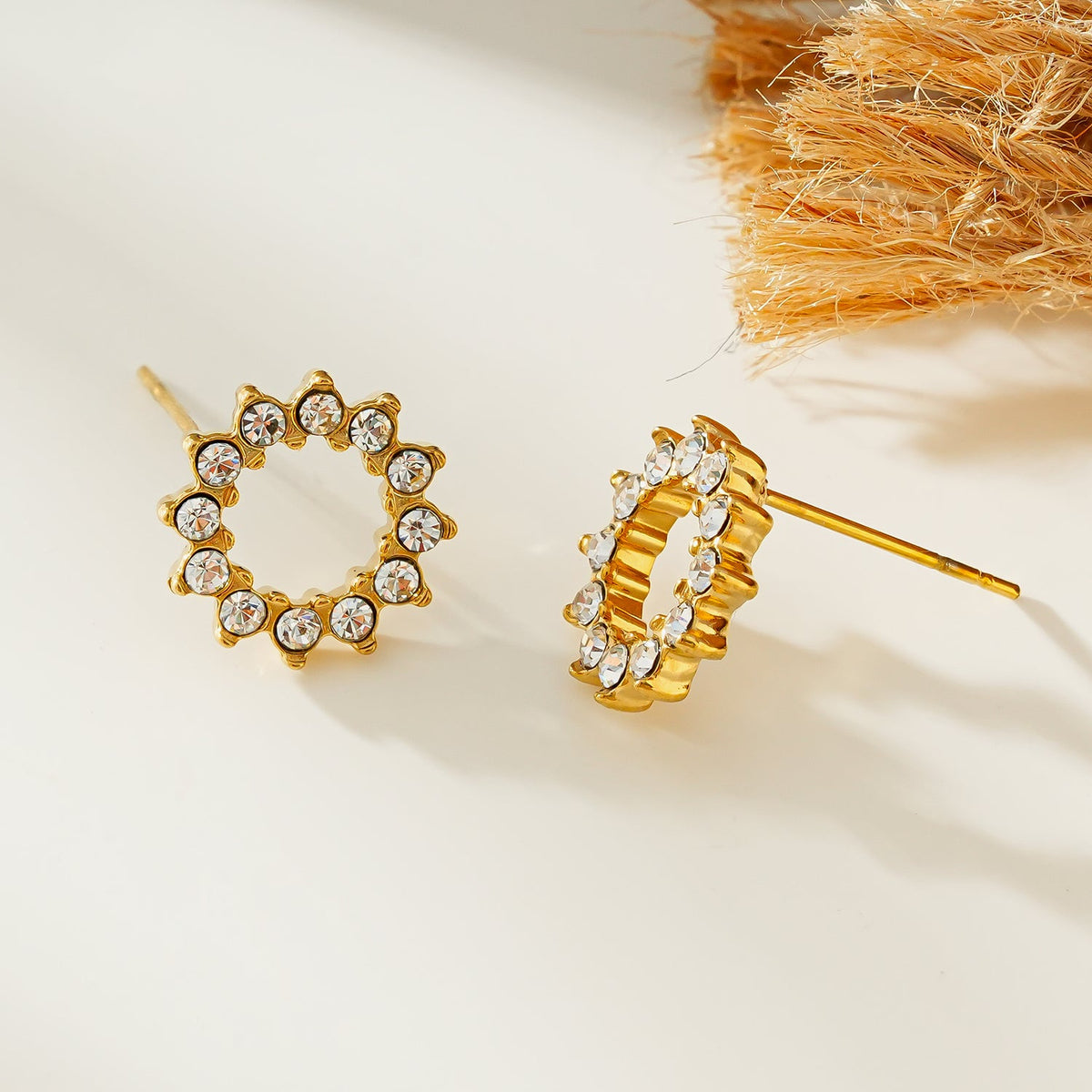 BATTISTE Or : Boucles d'oreilles clou en Zirconium Cubique (CZ) Étoile Céleste.