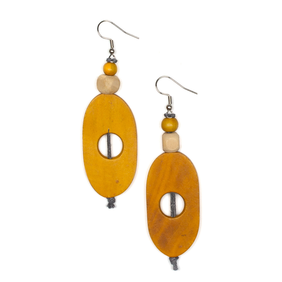 Boucle d'oreille ovale en bois