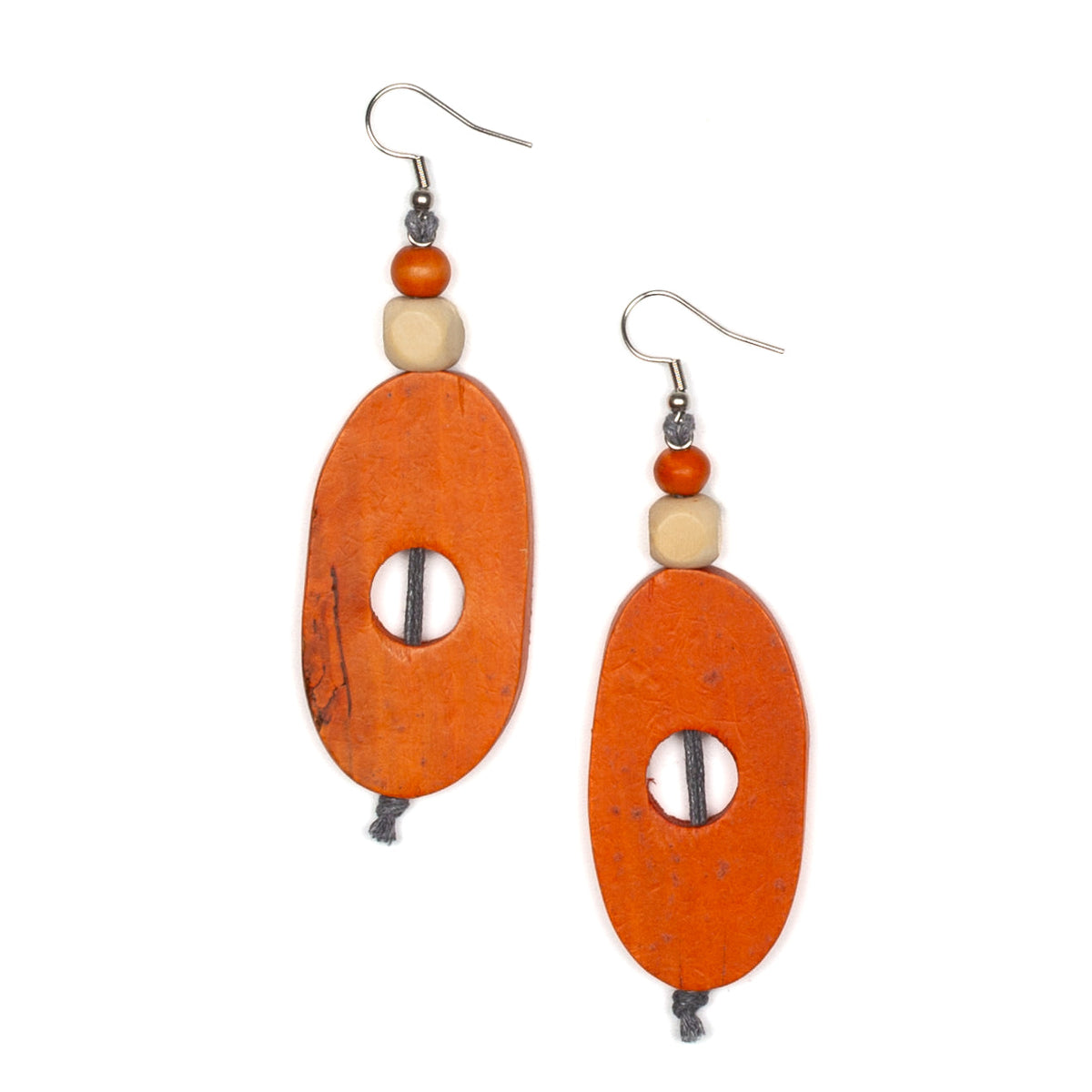 Boucle d'oreille ovale en bois