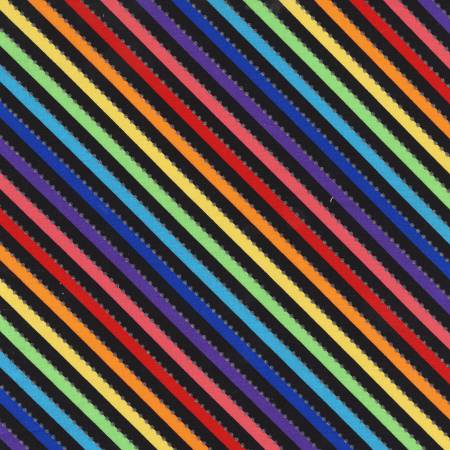 Be Colourful Magic Bias Stripe, Arc-en-ciel noir, Batik