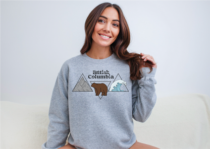 Chandail unisexe à col rond Triangles Colombie-Britannique | Vêtements BC