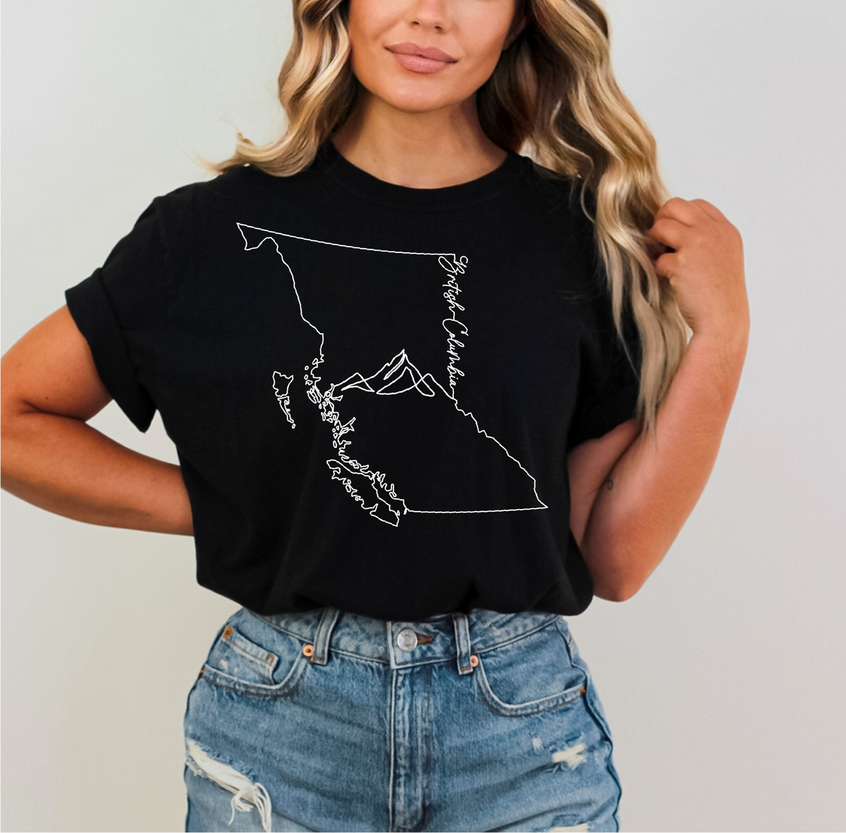 T-shirt unisexe avec contour de la Colombie-Britannique | Vêtements C.-B.