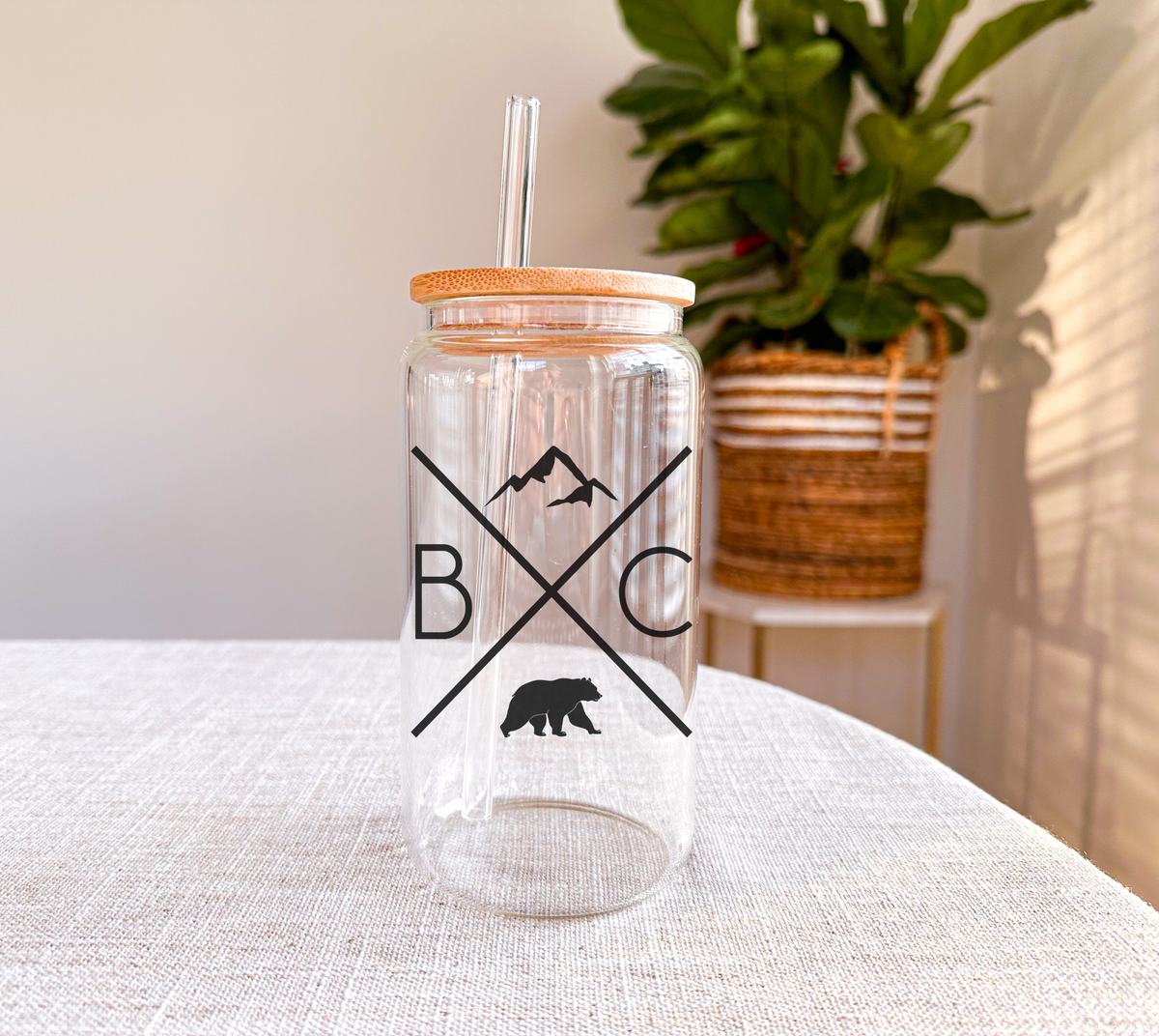Verre avec couvercle en bambou BC X | Articles promotionnels de la Colombie-Britannique