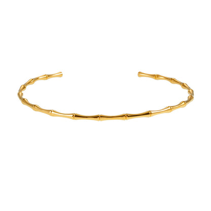 BENONI Gold: Collier ras du cou texturé bambou.