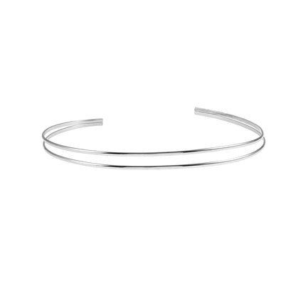 BETHANIE Argent (Or Blanc) : Collier ras-du-cou double bande.