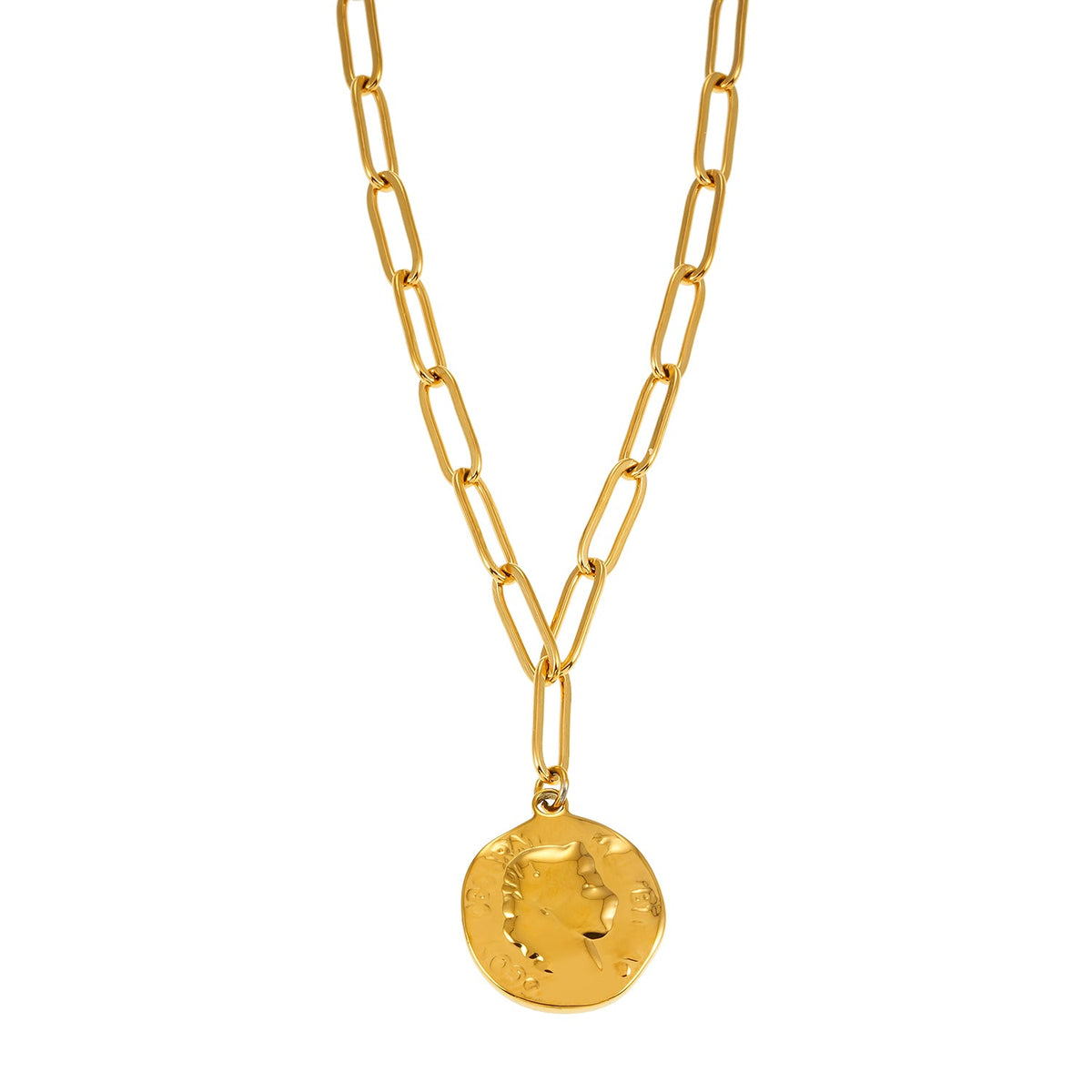 BILBAO Gold : Collier pendentif pièce de monnaie romaine.