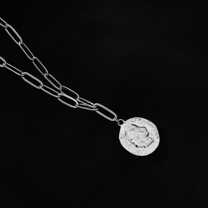 BILBAO Silver : Collier Pendentif Pièce Romaine.