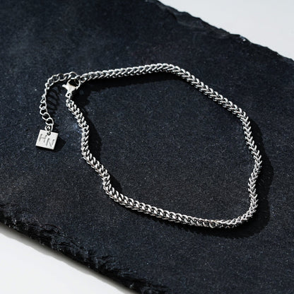 BILLIE LG Silver (White Gold): Cuban Link Chain Anklet