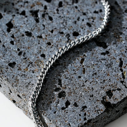 BILLIE LG Silver (White Gold): Cuban Link Chain Anklet