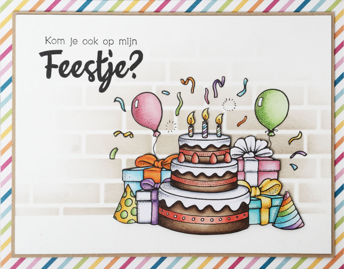BL Tampon transparent Fête d'anniversaire Gâteau Essentiels 80x64x3mm 1 pièce n°412