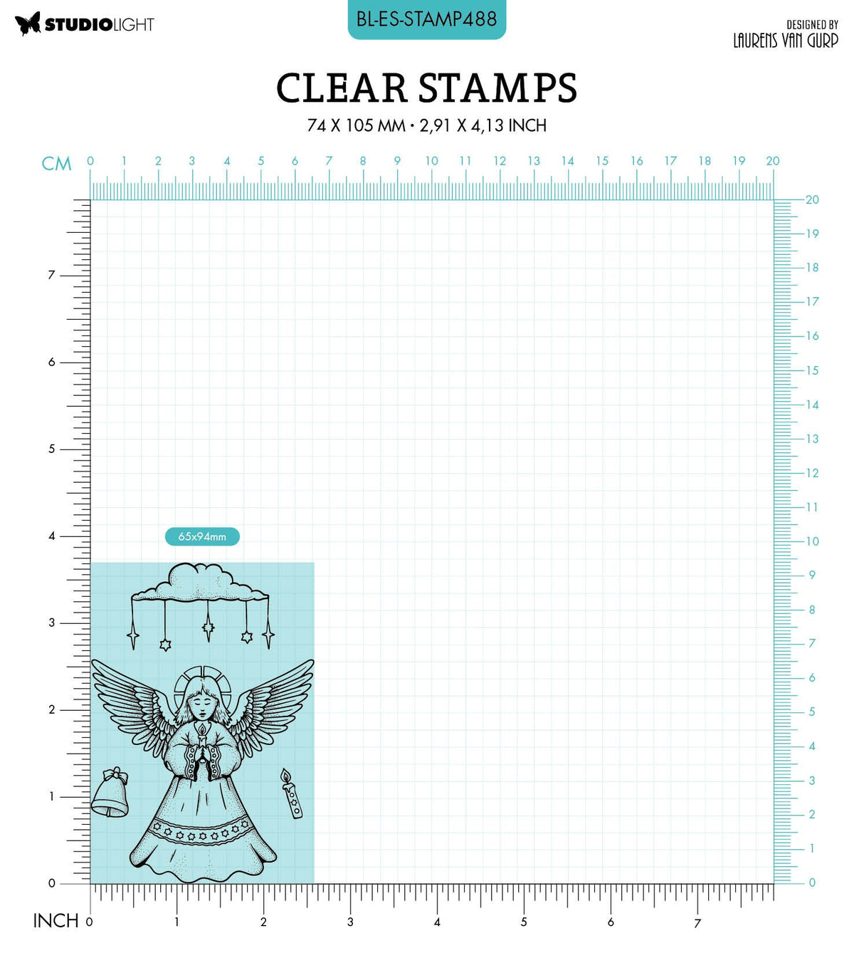 BL Tampon transparent Cher Ange Par Laurens 89x64x3mm 4 pièces n°488