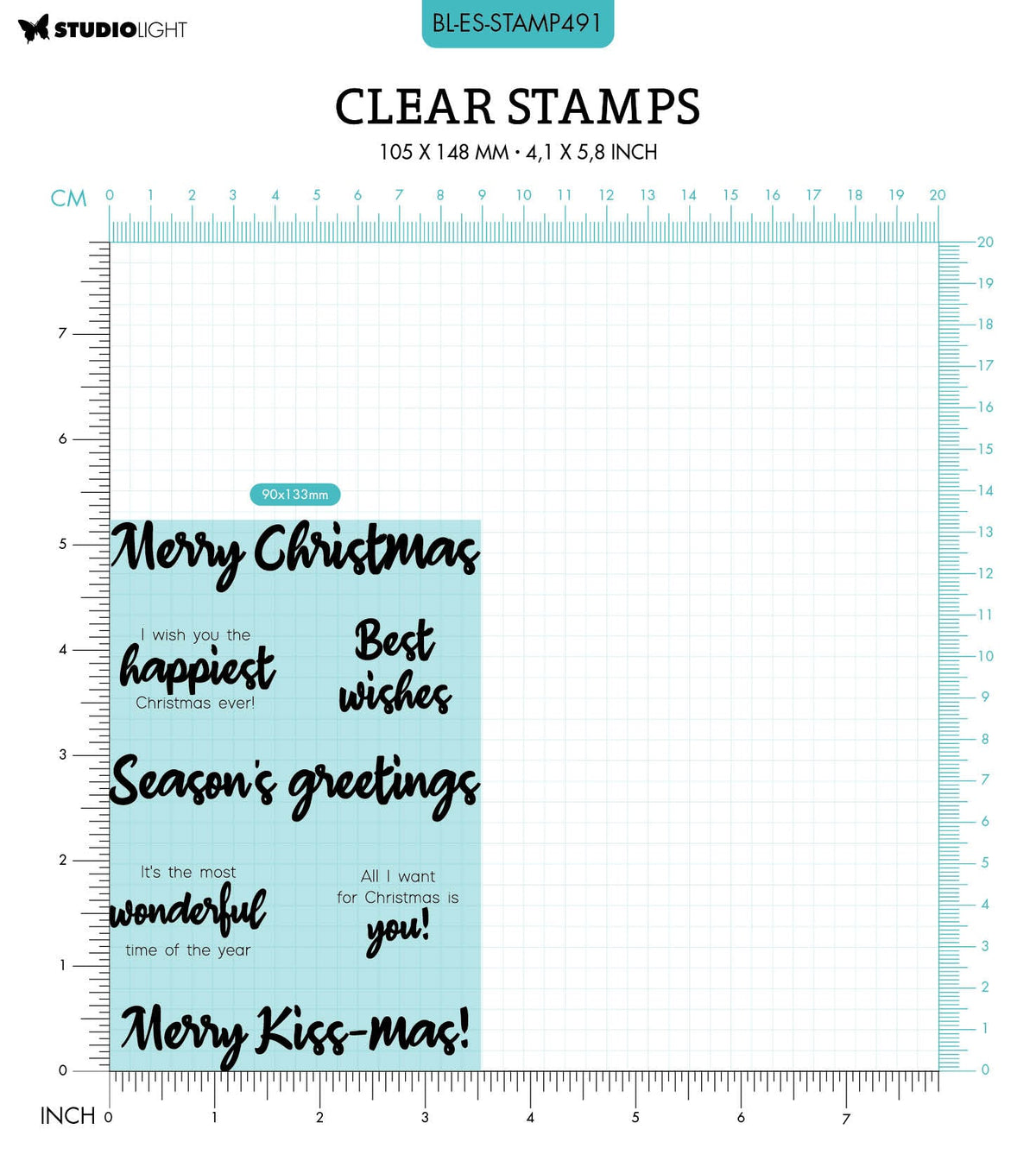 BL Clear Stamp Best Wishes By Laurens 131x90x3mm 7 PC nr.491