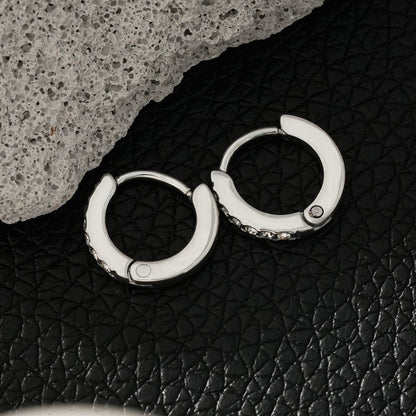 BLIJDE Argent (Or blanc) : Boucles d'oreilles mini créoles pavées de zircones cubiques (CZ) à rang unique