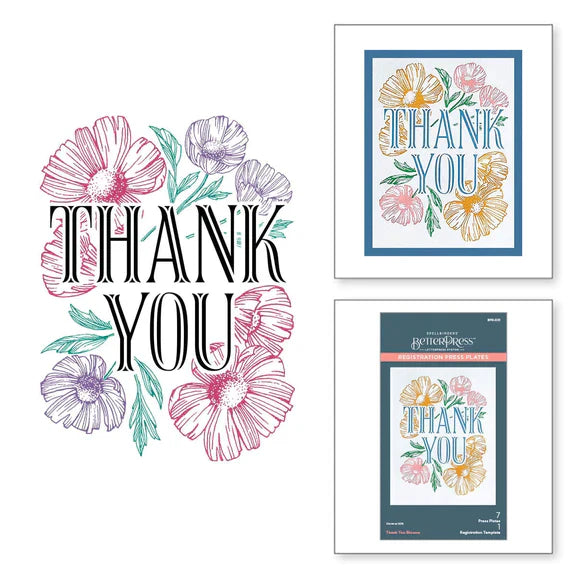 Thank You Blooms - Plaques d'impression pour l'enregistrement de la collection BetterPress Place & Press Registration