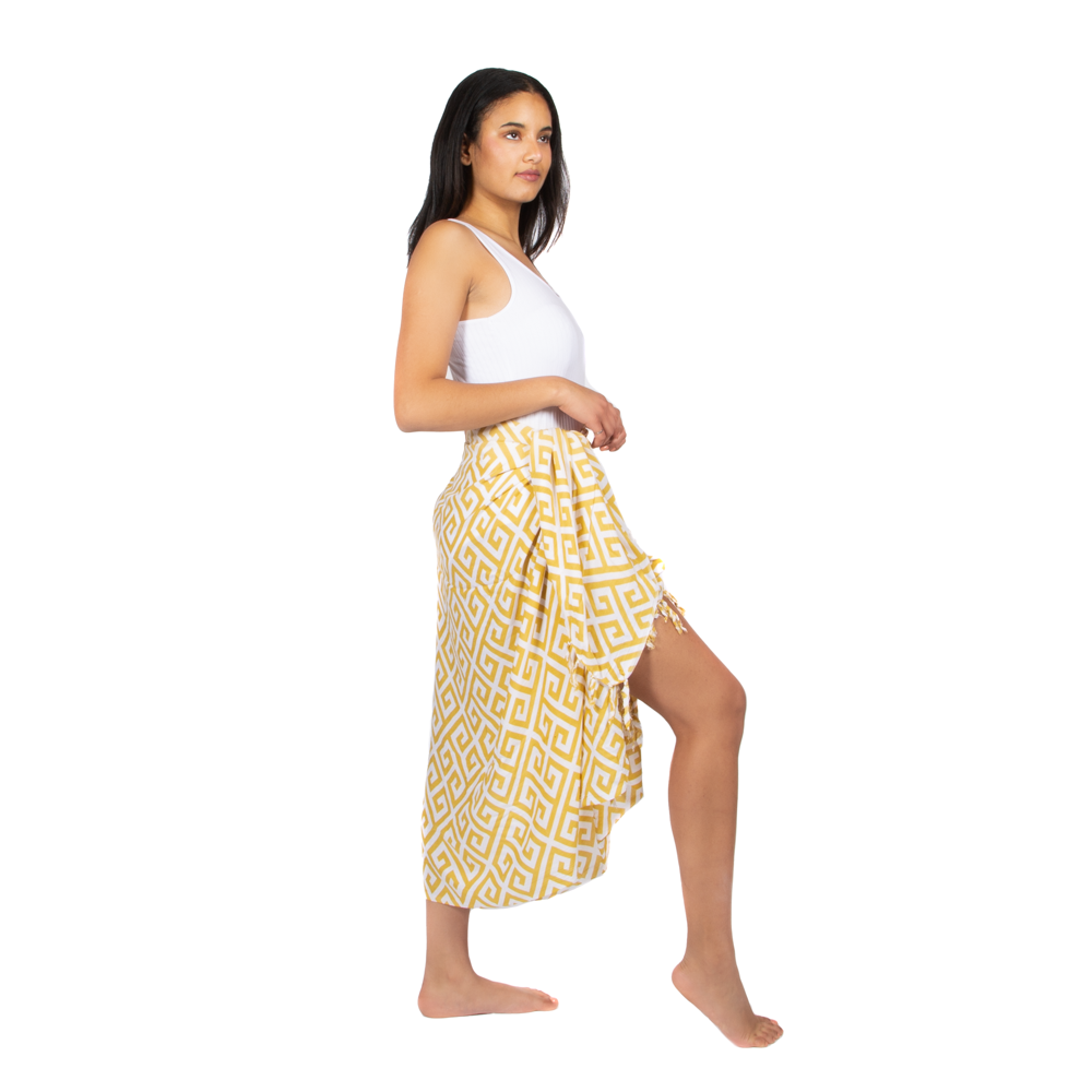 Geometric Print Sarong - Yellow