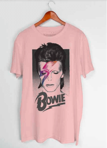 T-shirt David Bowie Ziggy (rose clair)