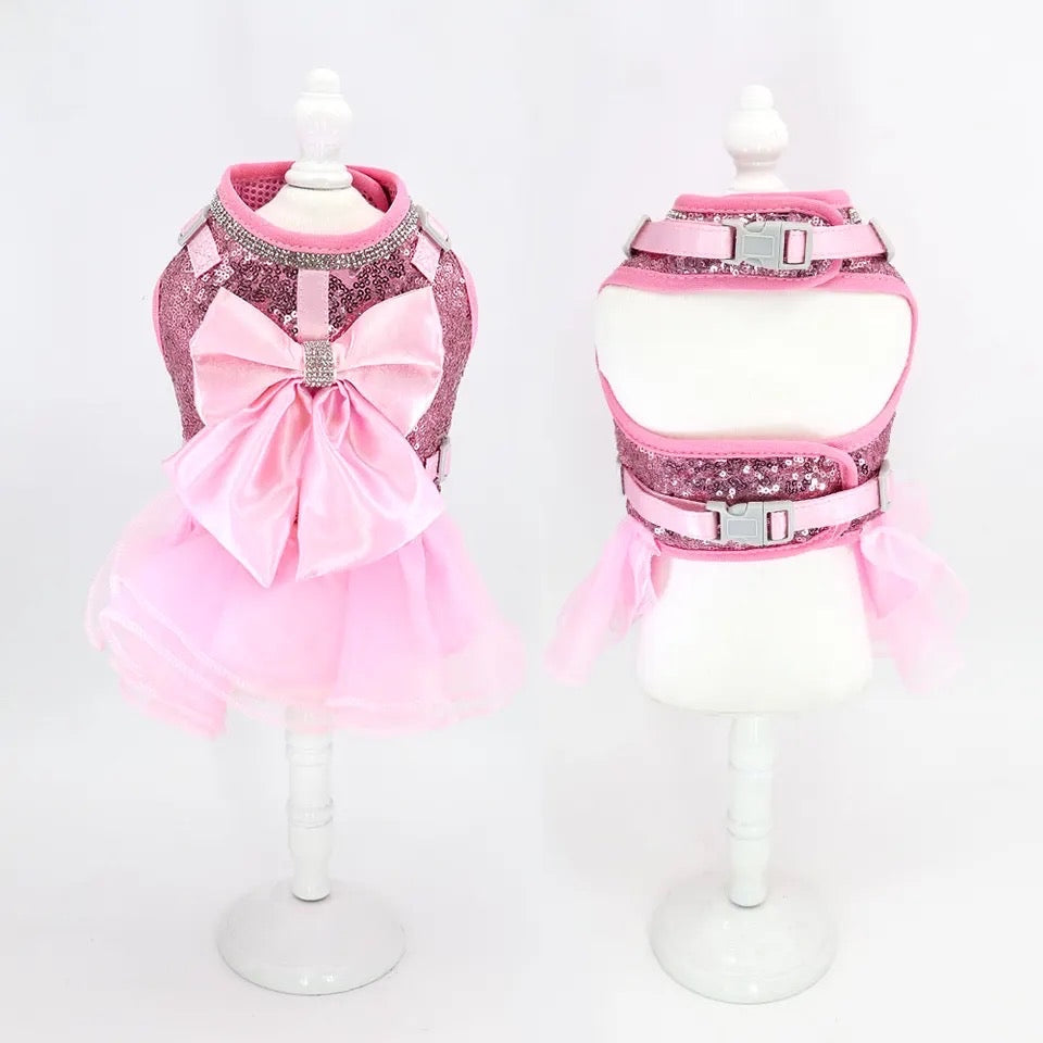 Robe Harnais Princesse à Paillettes pour Chien | Robe Harnais pour Chien