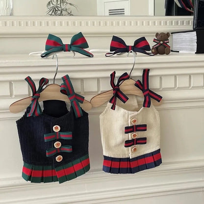 Upper East Pup Dog Dress Set | Elegant Dress with Matching Bow