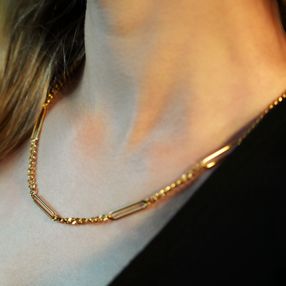 CALYPSO : Collier chaîne trombone et mini Figaro