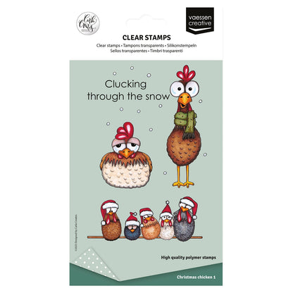 Vaessen Creative • Tampons transparents Poules de Noël 1 12 pièces