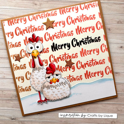 Vaessen Creative • Tampons transparents Poules de Noël 1 12 pièces
