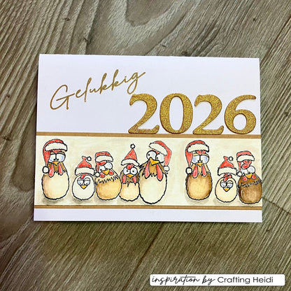 Vaessen Creative • Tampons transparents Poules de Noël 1 12 pièces