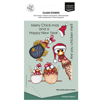 Vaessen Creative • Tampons transparents Poulets de Noël 2 10 pcs