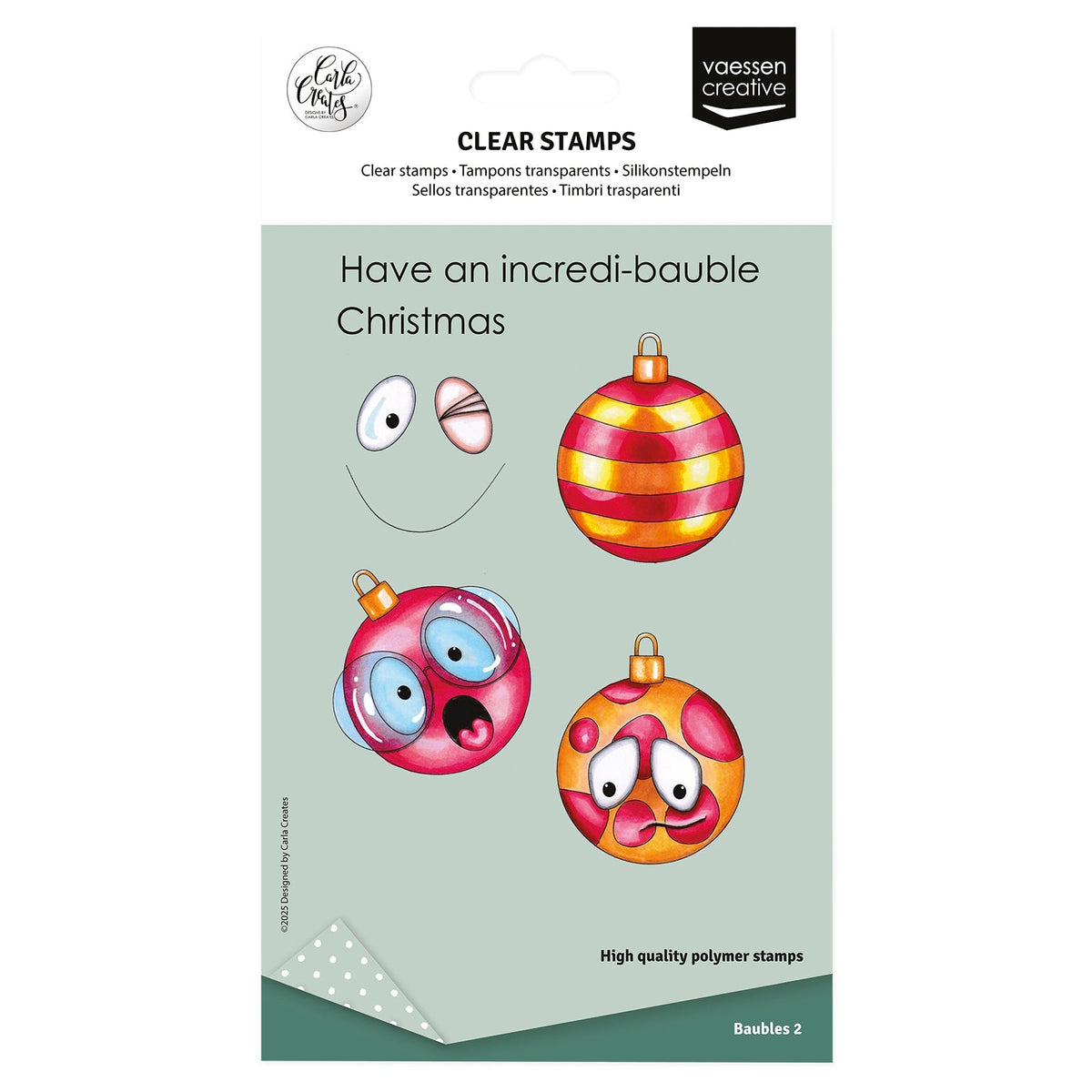 Vaessen Creative • Tampons transparents Boules de Noël 2 12 pièces