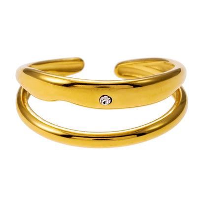 CARMELITA : Bague solitaire double bande minimaliste moderne en zircone (CZ)