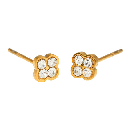 CATFORD Gold : Mini clous d'oreilles en zircone (CZ) en forme de trèfle