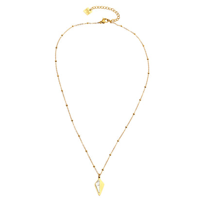Collier pendentif CATORI minimaliste en métal et coquillage en forme de losange