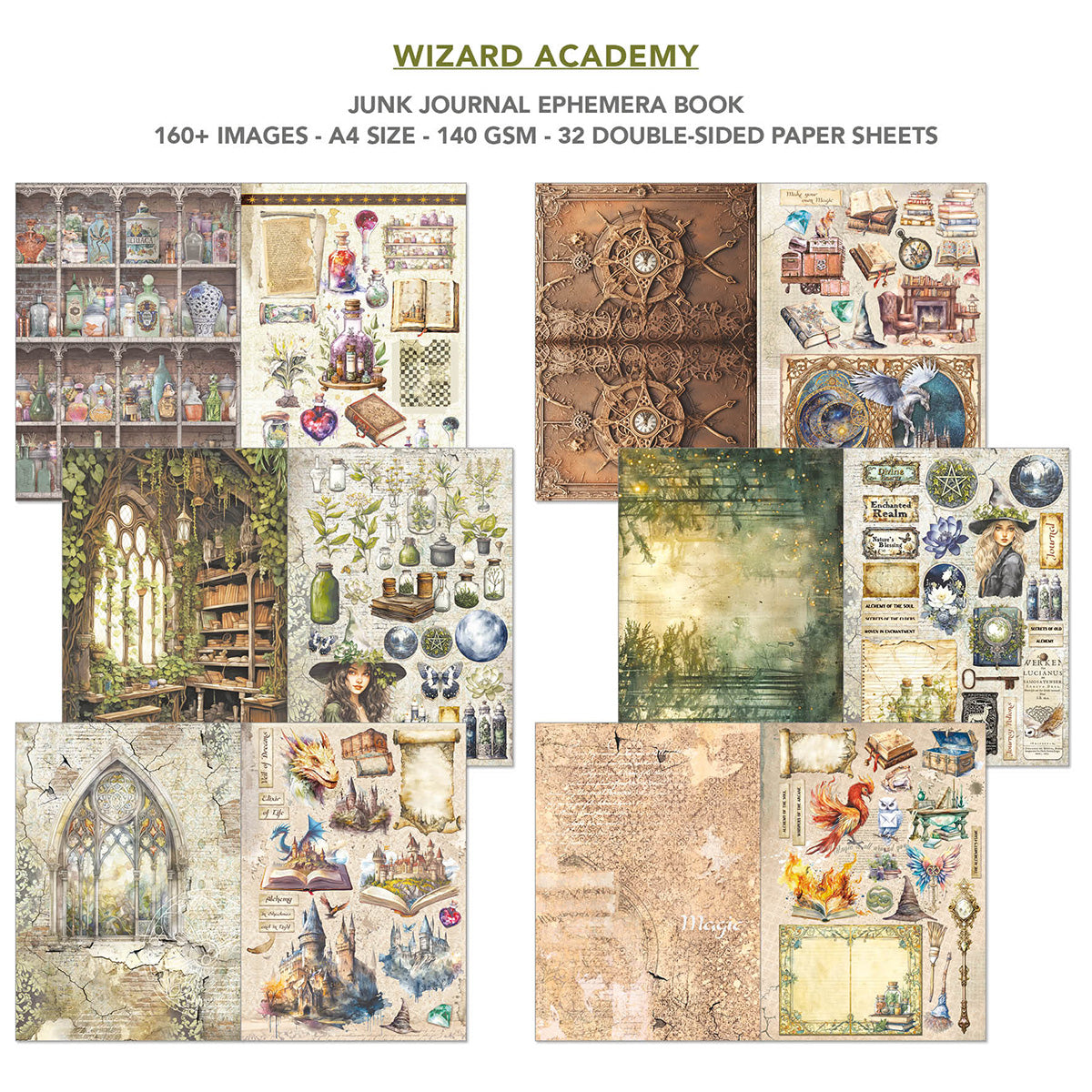 Livre de voyage et éphémères Wizard Academy A4 32 pièces