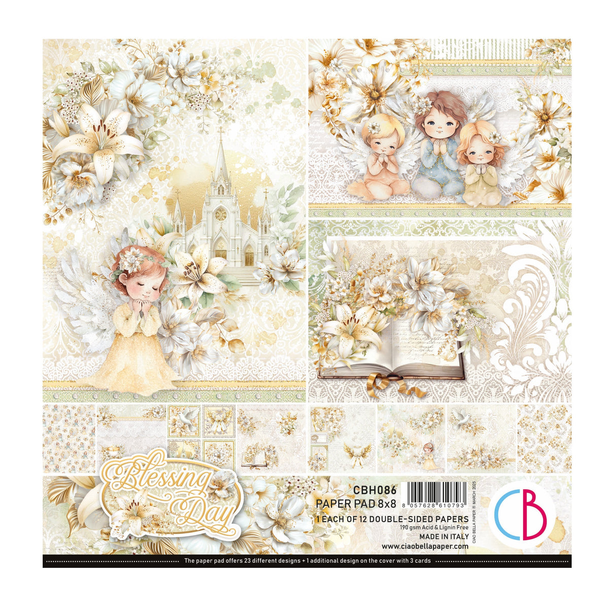Bloc de papier Blessing Day 20,3x20,3cm 12 feuilles/paquet