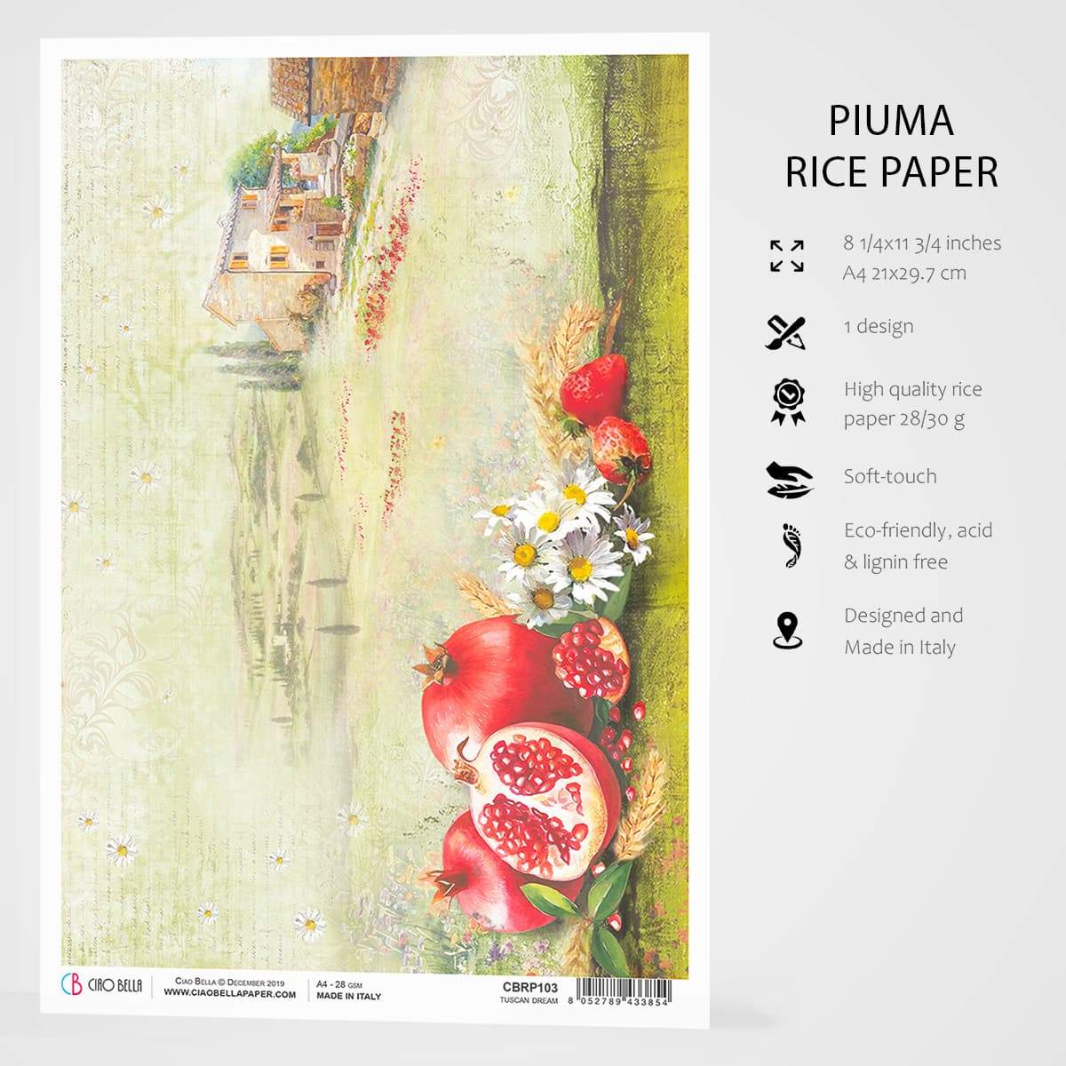Ciao Bella Papier de riz A4 Rêve Toscan