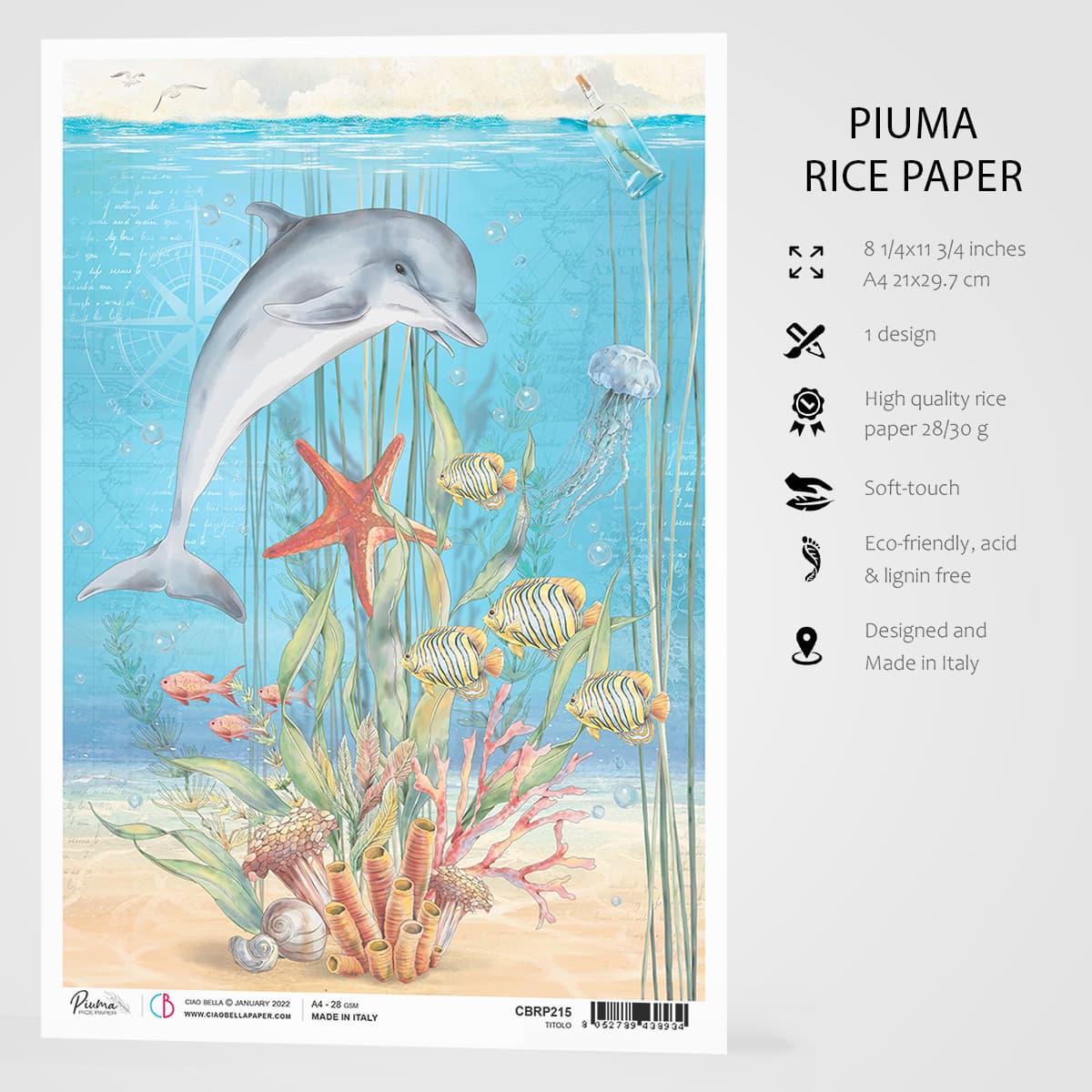 Ciao Bella Papier de Riz A4 Message dans une Bouteille