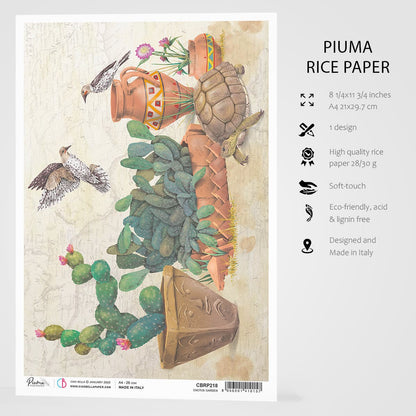 Ciao Bella Papier de Riz A4 Cactus Garden