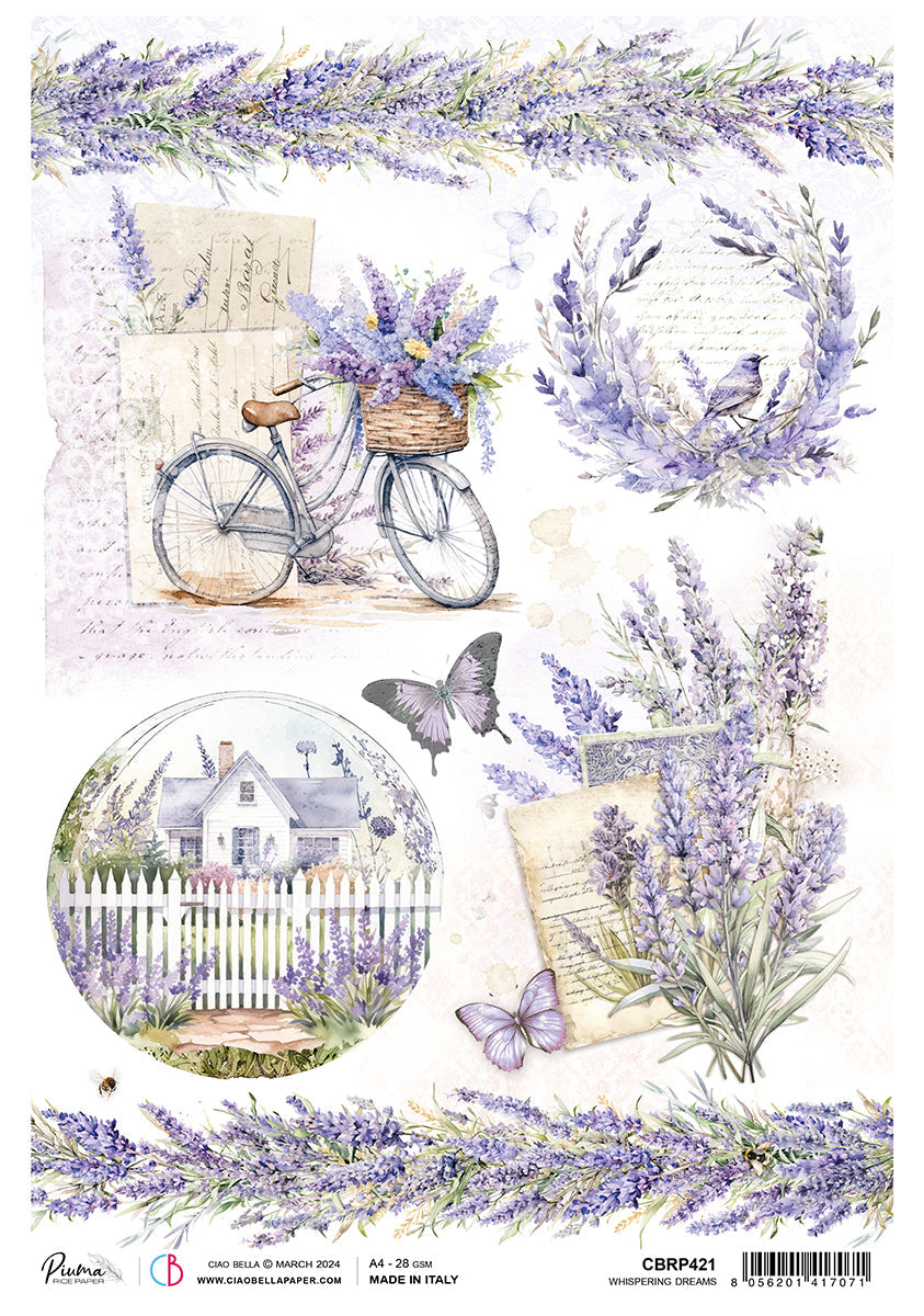 Papier de Riz A4 Piuma Whispering Dreams - 5 Feuilles